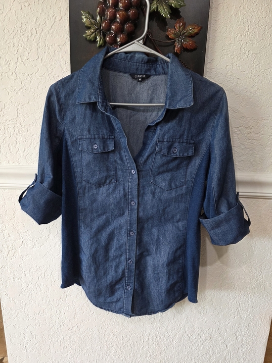 Ci Sono Tops - Ci Sono Dark Blue Denim Button-Up Shirt